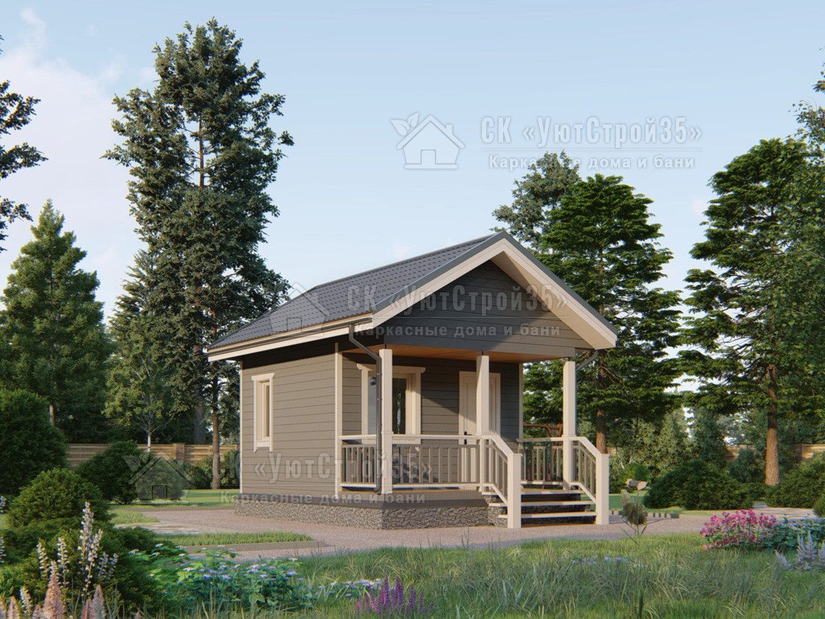 Каркасная баня 4х6  №1